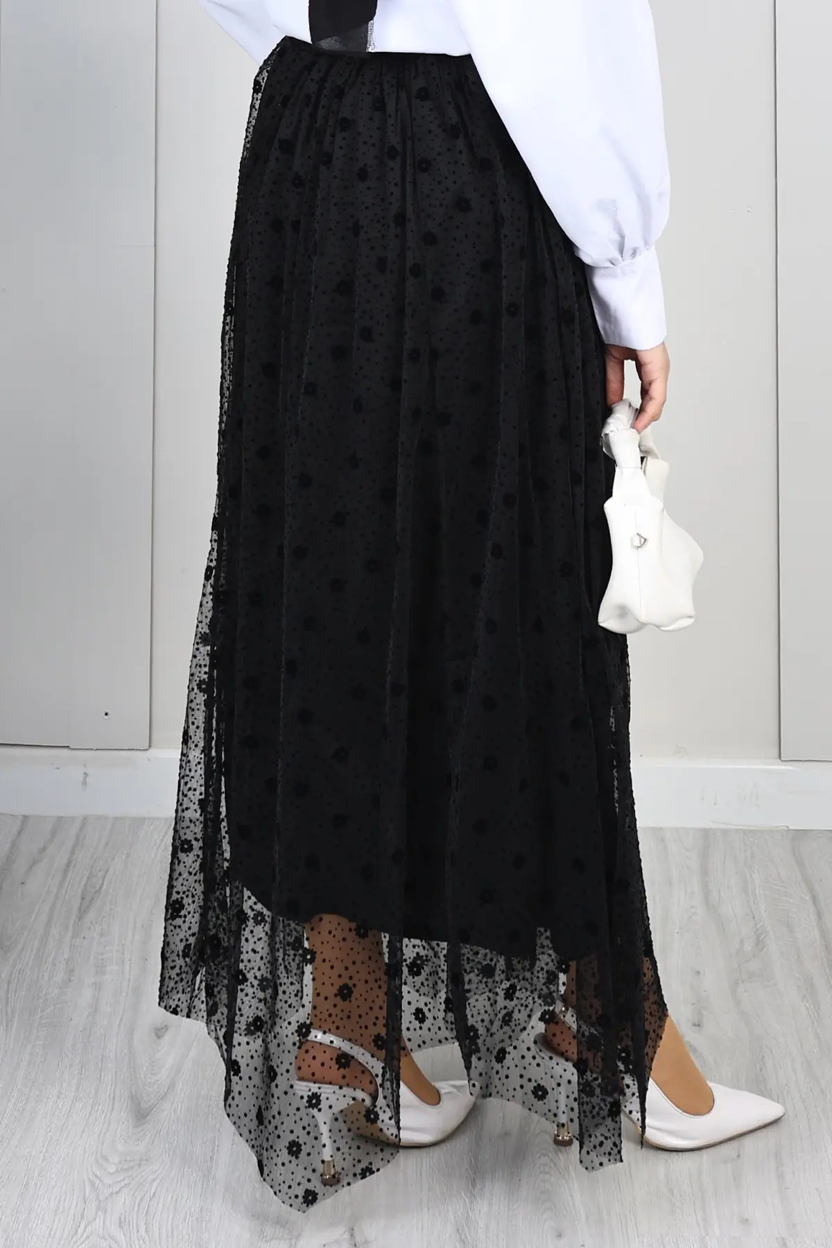 Flocked Tulle Skirt-detail