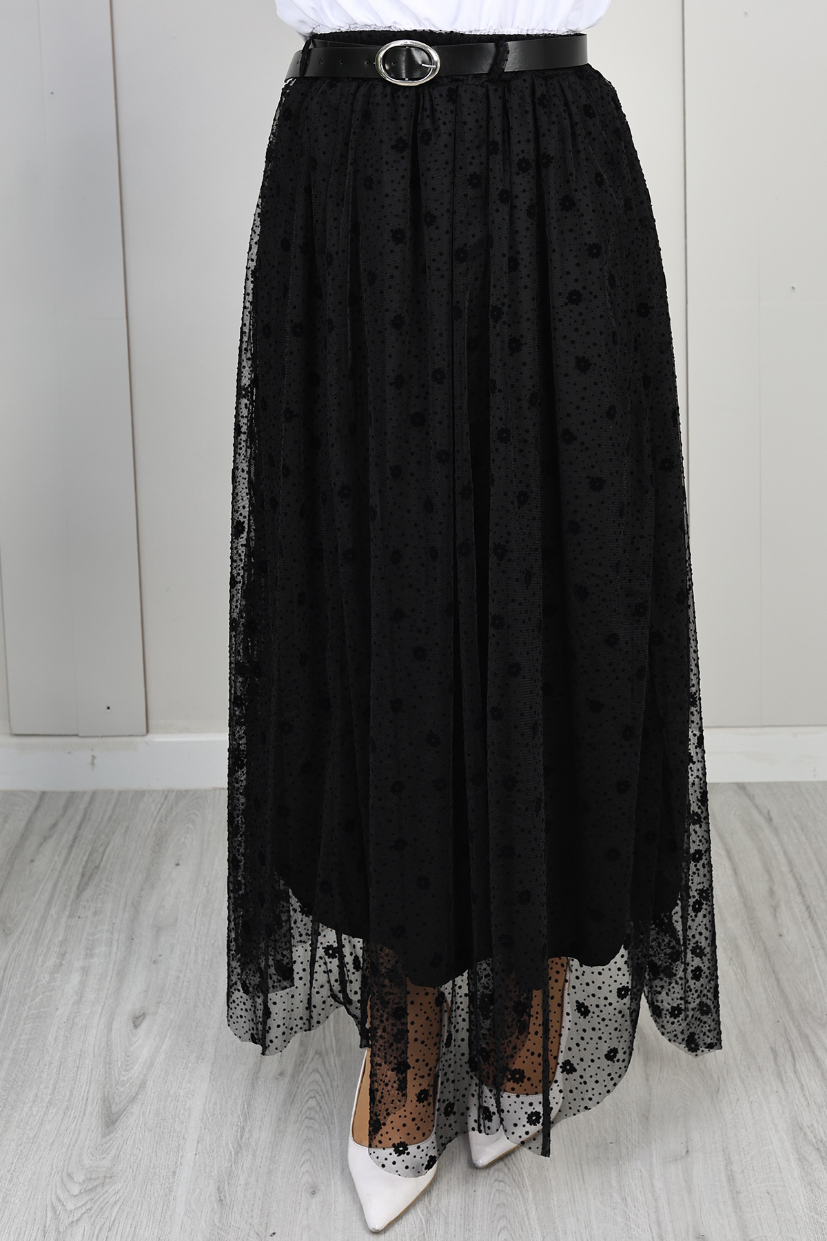 Flocked Tulle Skirt