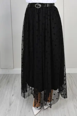 Flocked Tulle Skirt
