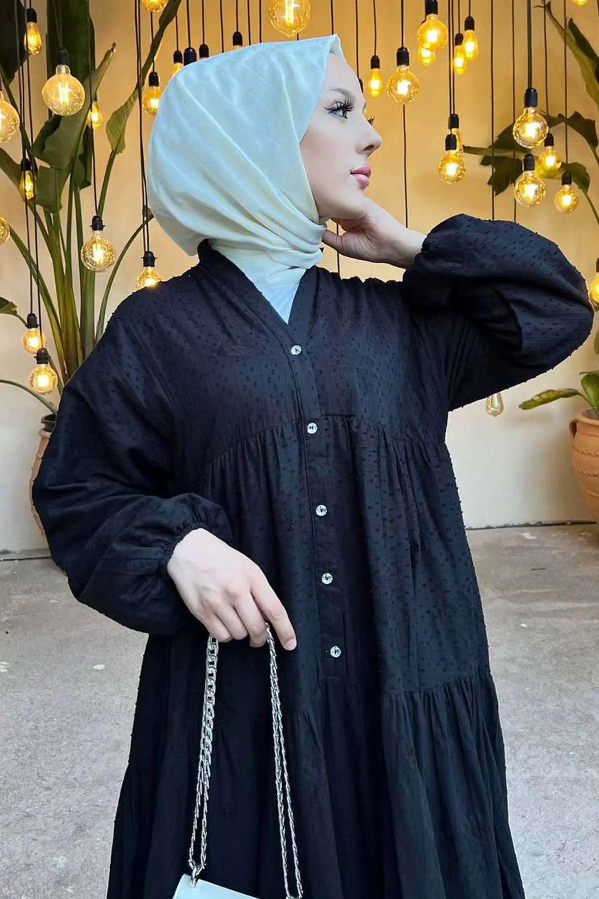 Floral Embossed Patterned Dress-detail