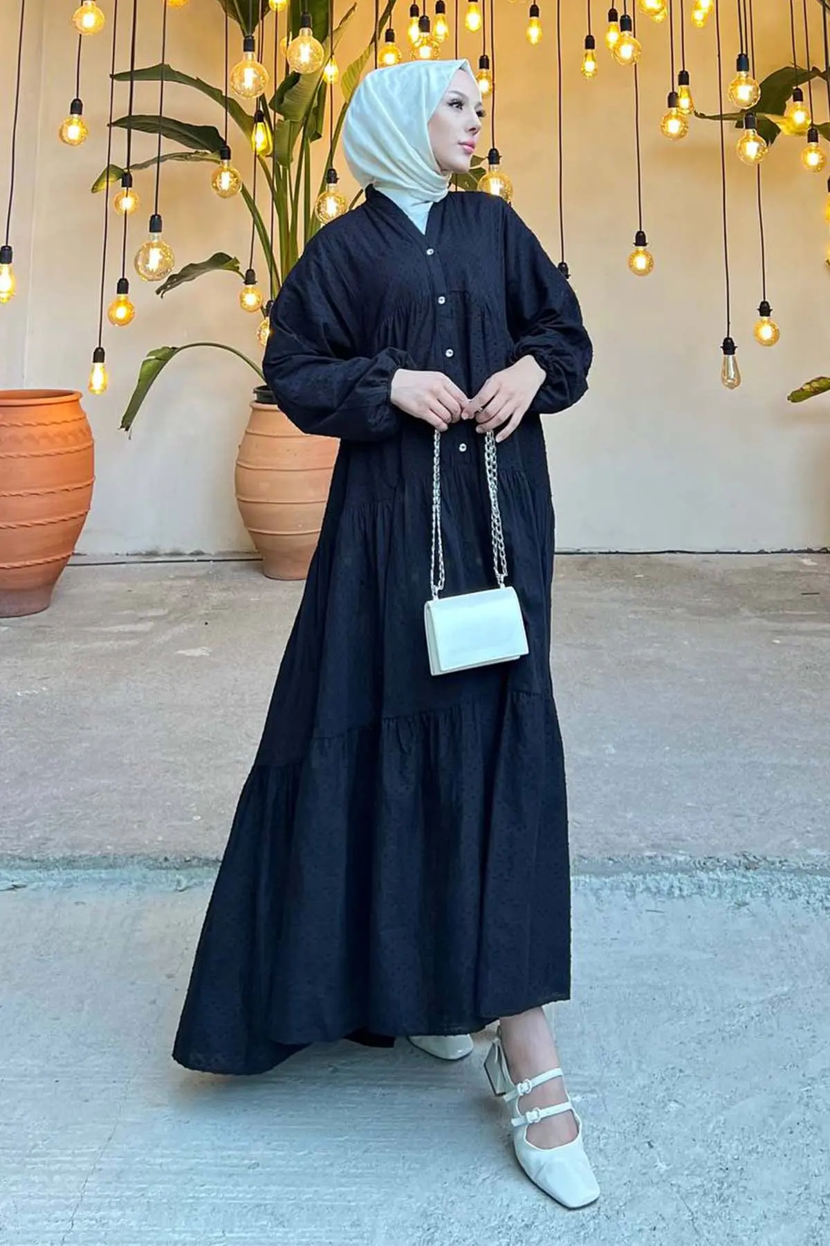 Floral Embossed Patterned Dress-detail