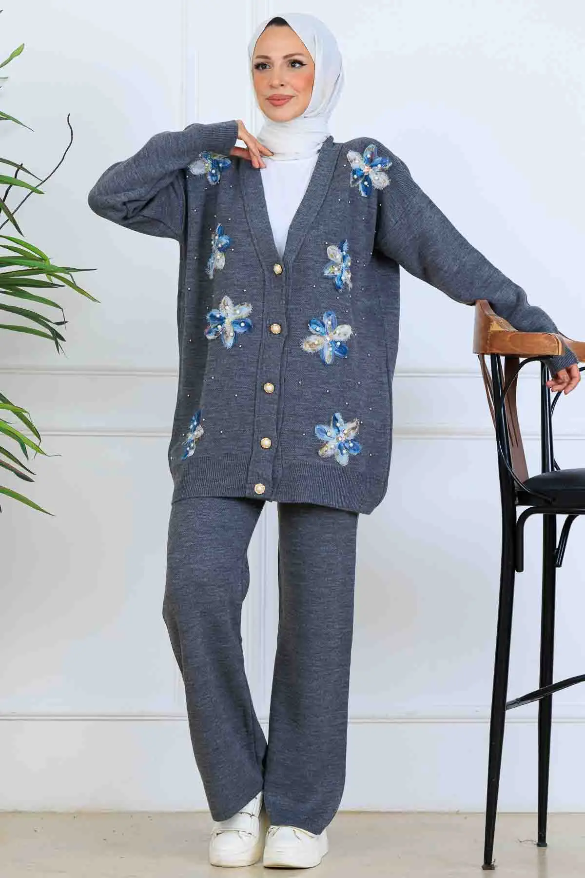 Floral Knit Cardigan Set