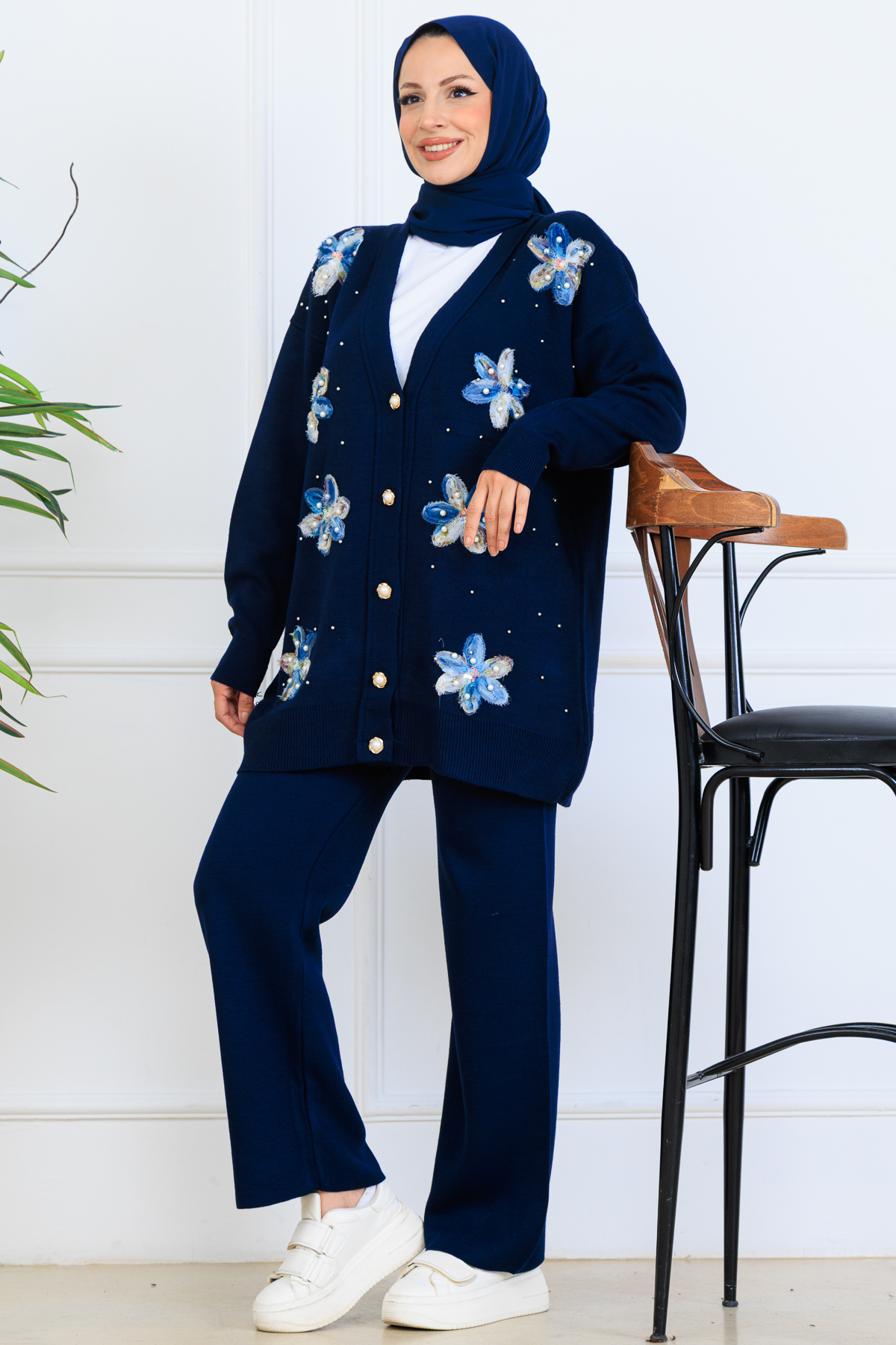 Floral Knit Cardigan Set