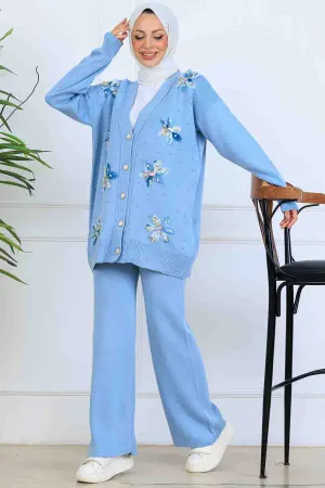 Floral Knit Cardigan Set