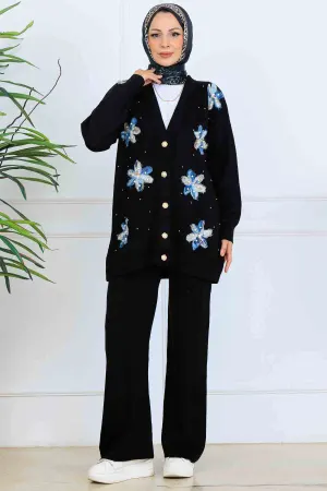 Floral Knit Cardigan Set