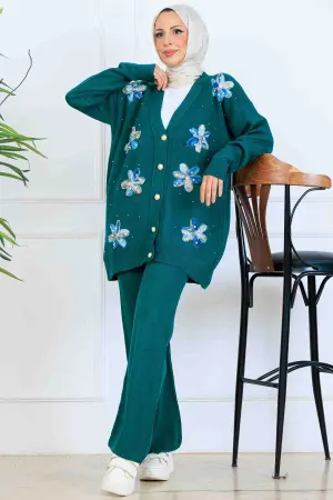 Floral Knit Cardigan Set