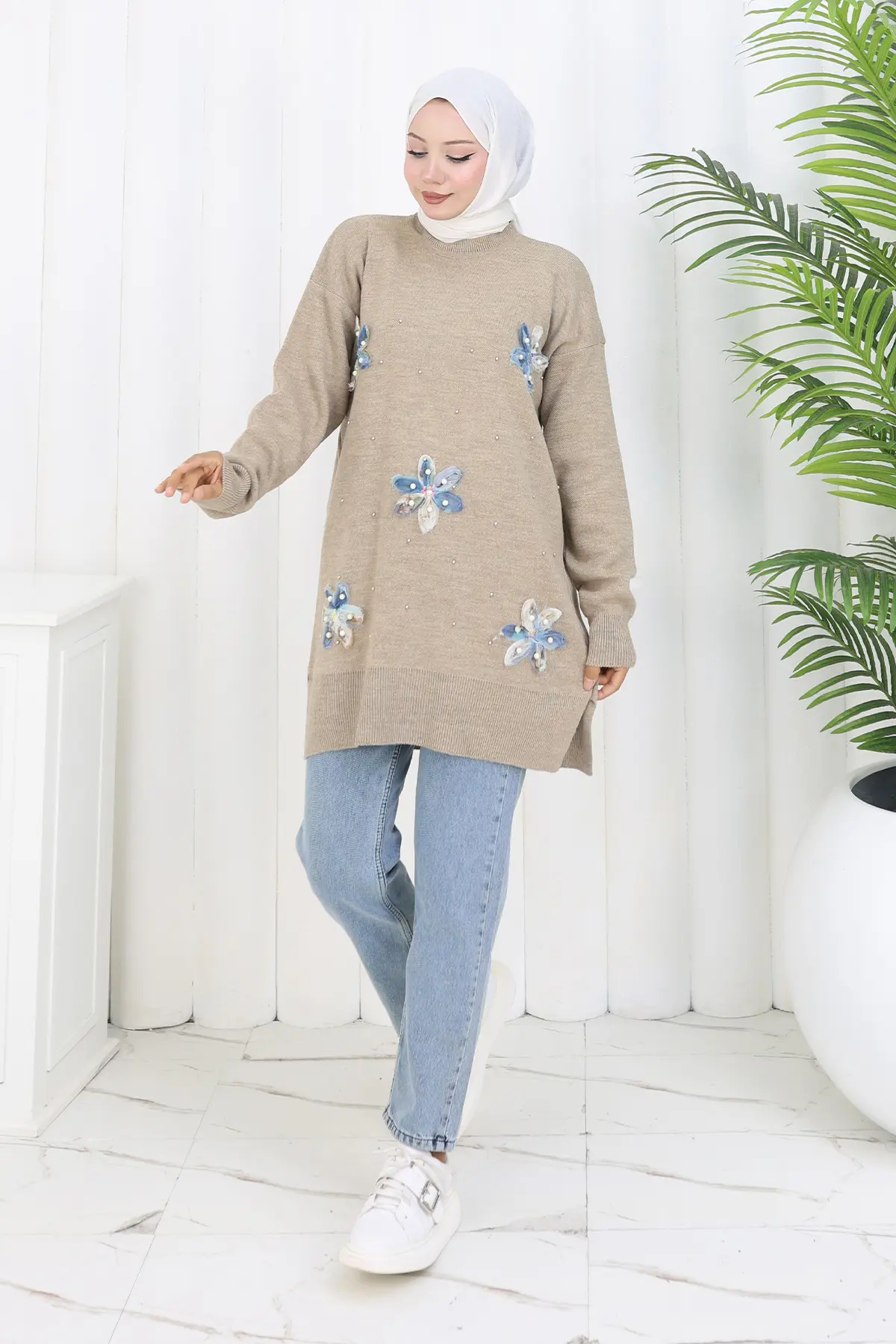 Floral Knit Tunic-detail