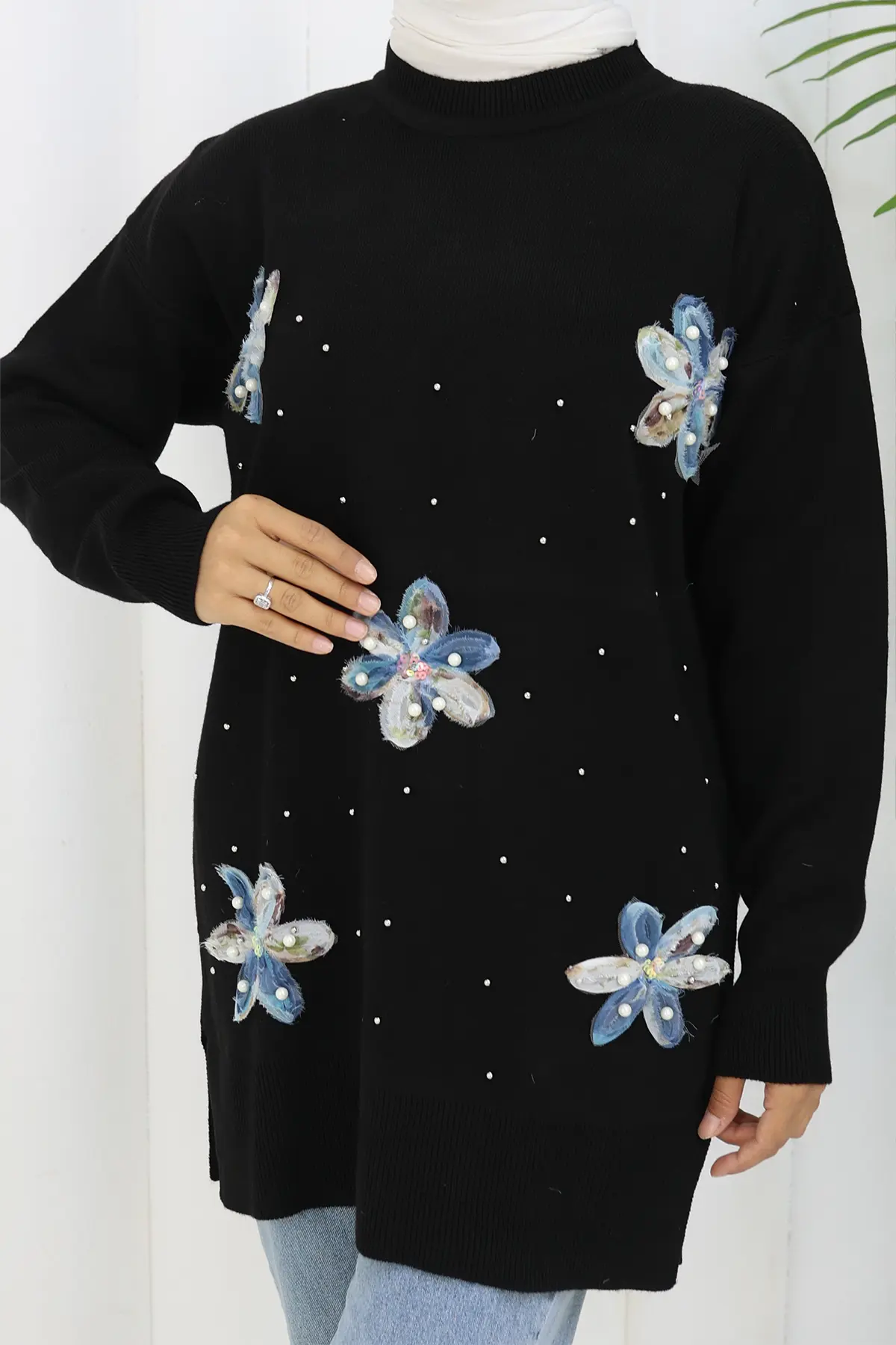 Floral Knit Tunic-detail