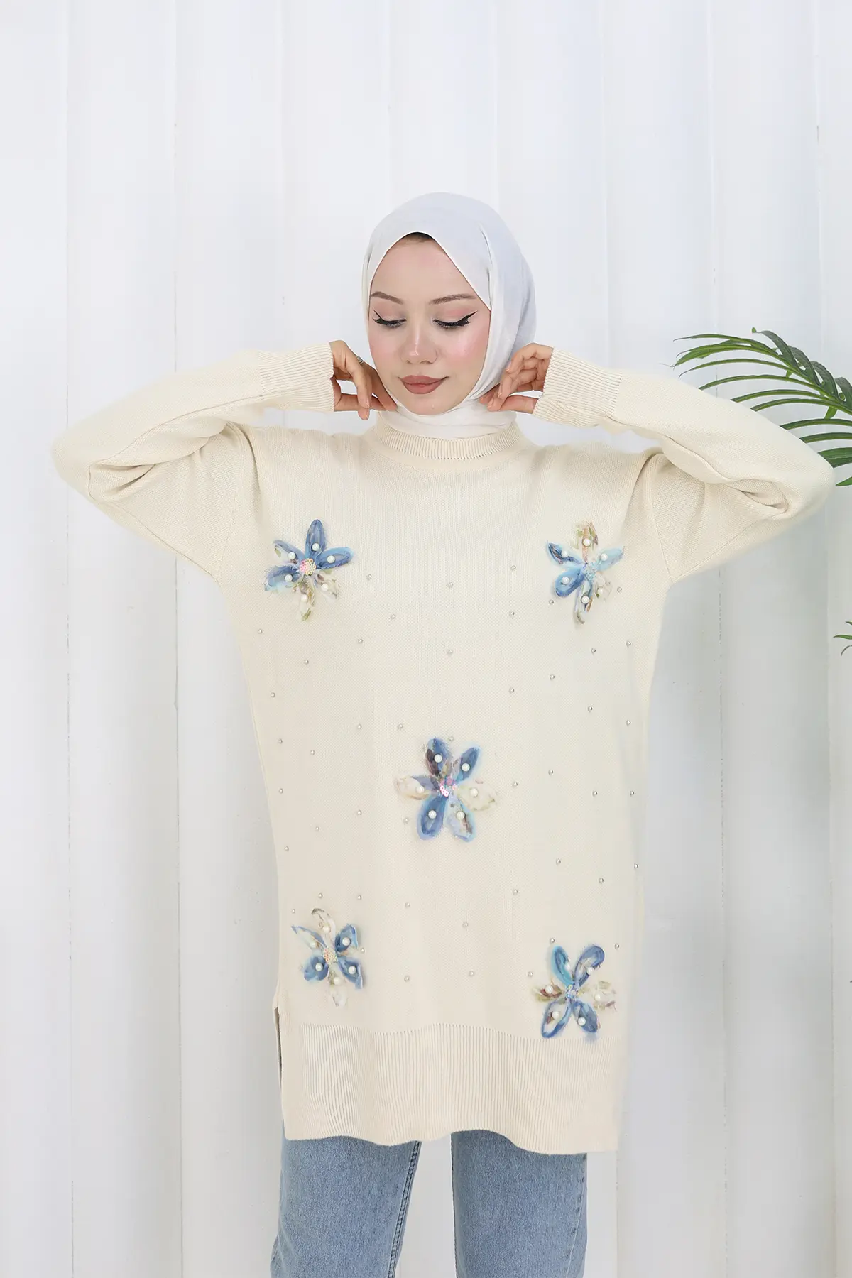 Floral Knit Tunic-detail