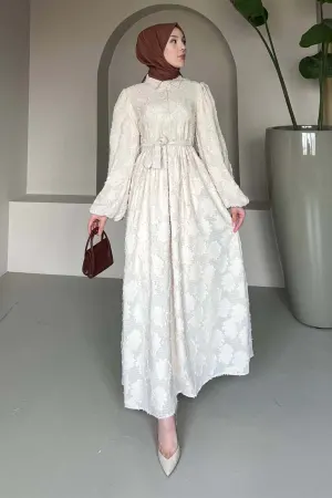 Floral Patterned Cut Chiffon Dress