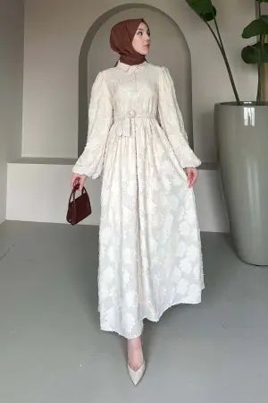 Floral Patterned Cut Chiffon Dress