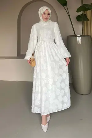 Floral Patterned Cut Chiffon Dress