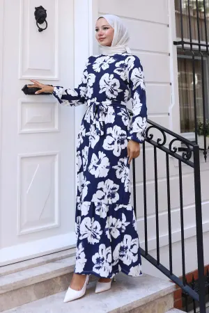 Floral Patterned Hijab Dress