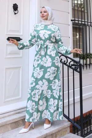 Floral Patterned Hijab Dress