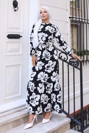 Floral Patterned Hijab Dress