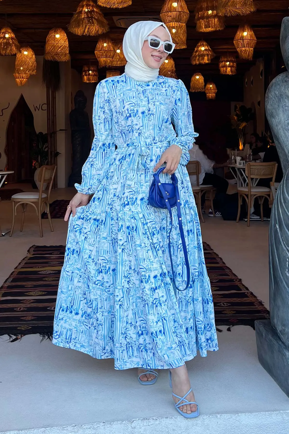 Floral Patterned Hijab Dress-detail