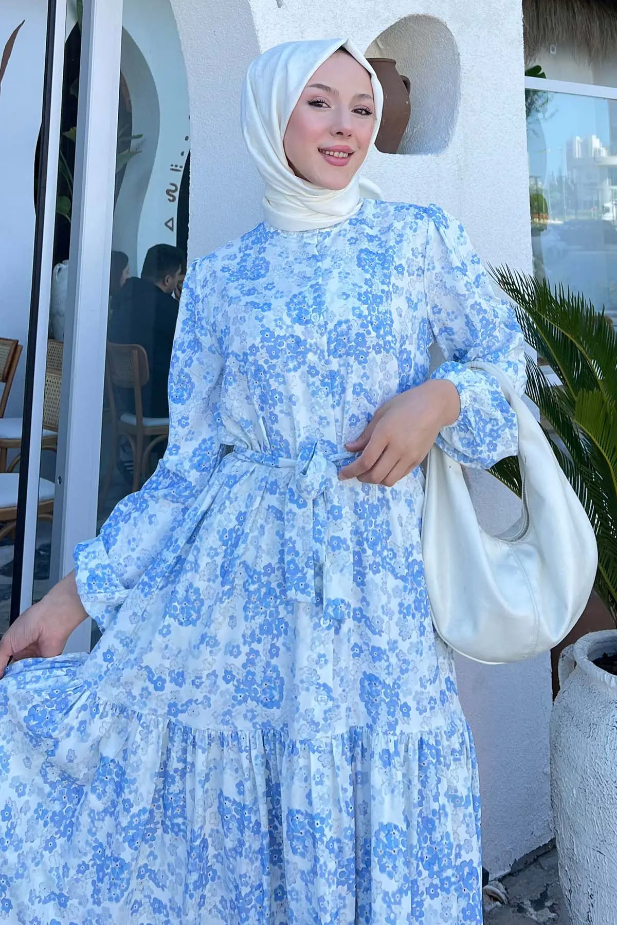 Floral Patterned Hijab Dress-detail