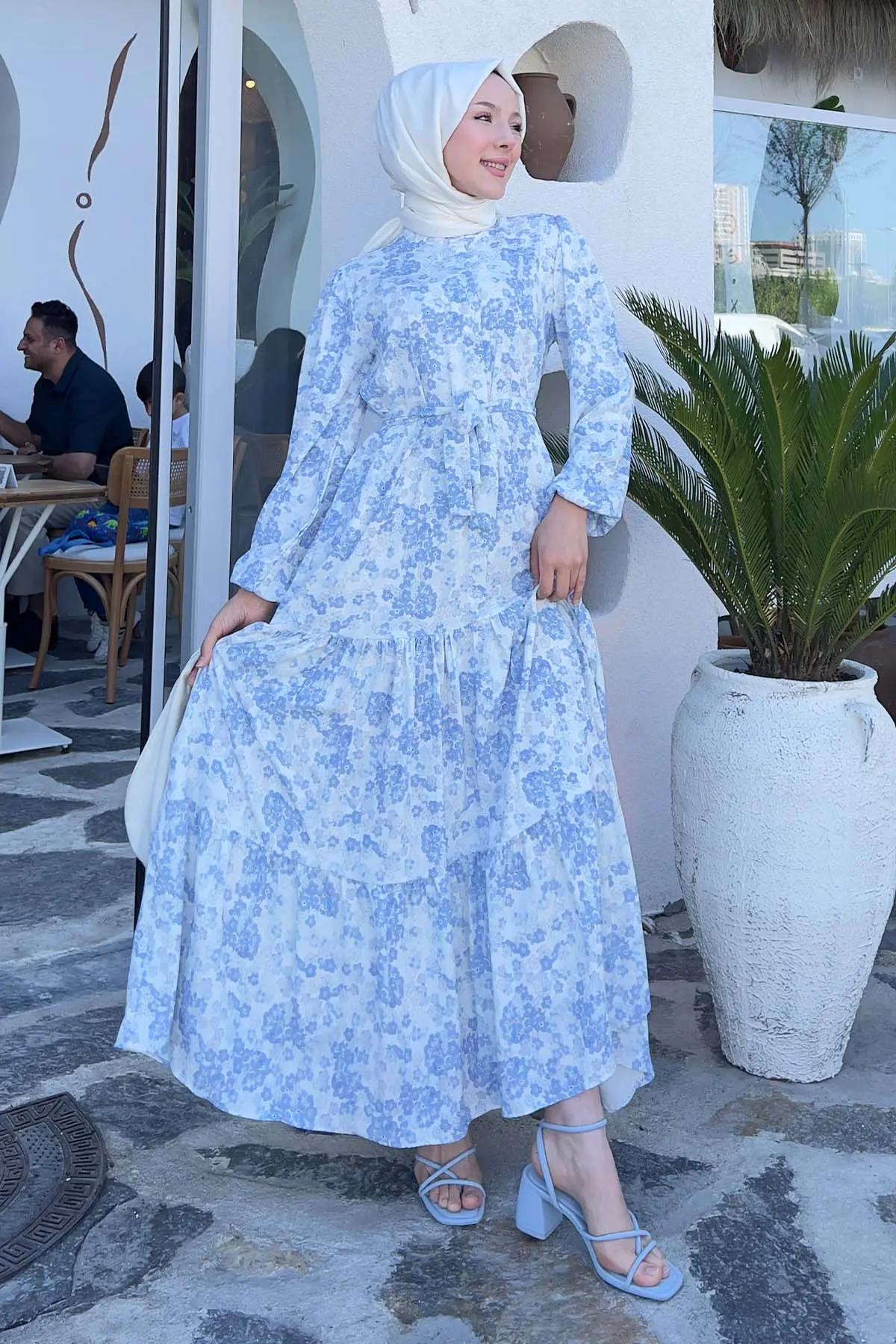 Floral Patterned Hijab Dress-detail