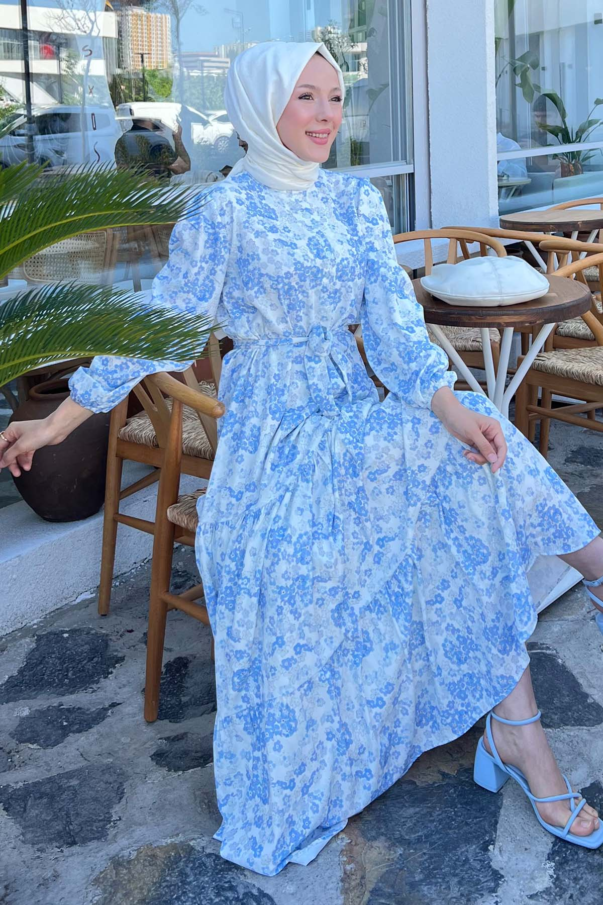 Floral Patterned Hijab Dress