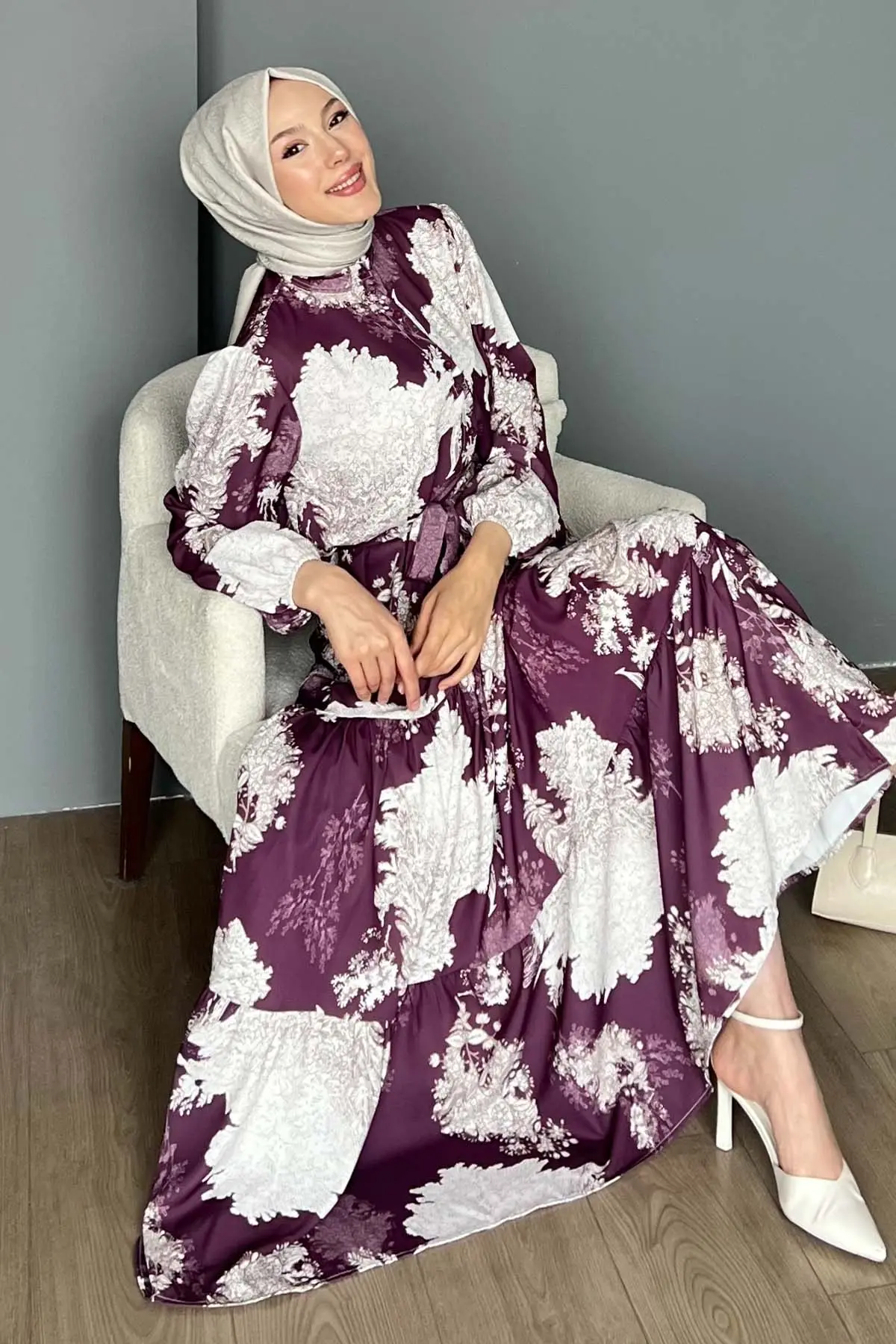 Floral Patterned Hijab Dress