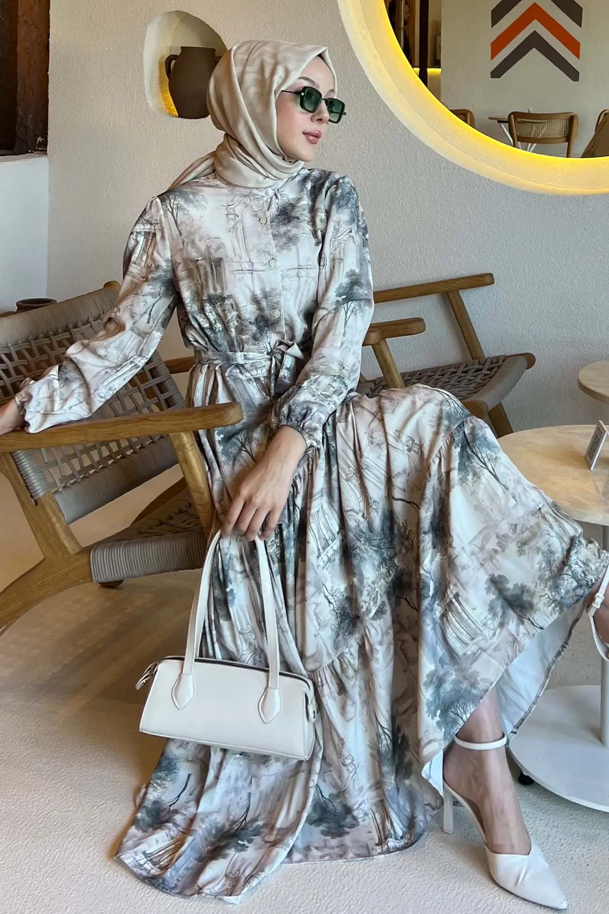 Floral Patterned Hijab Dress