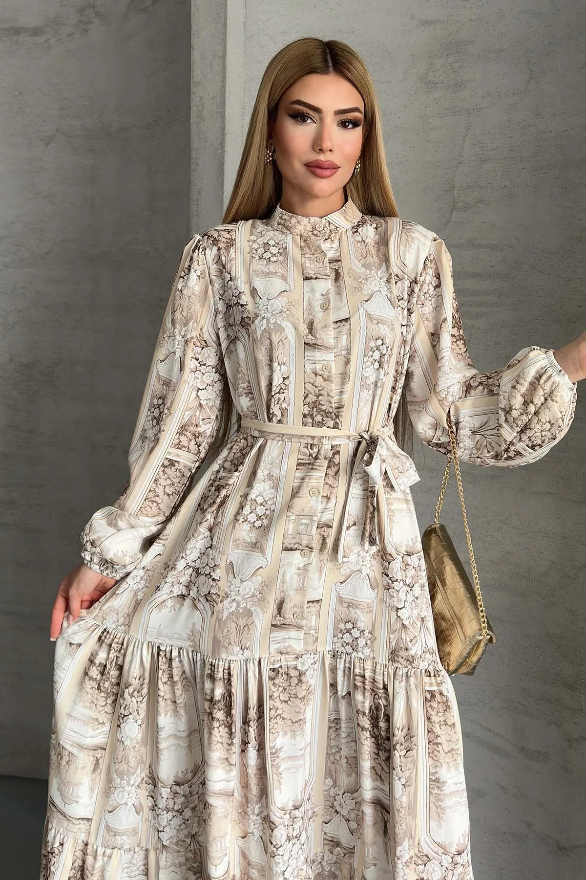 Floral Patterned Hijab Dress-detail