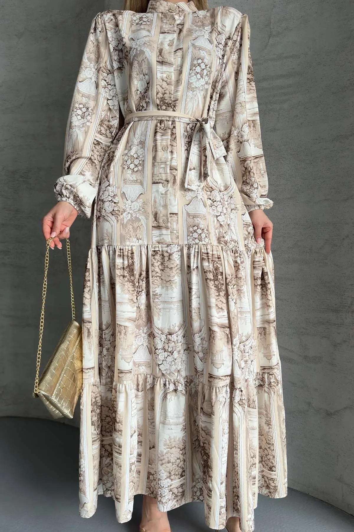 Floral Patterned Hijab Dress-detail