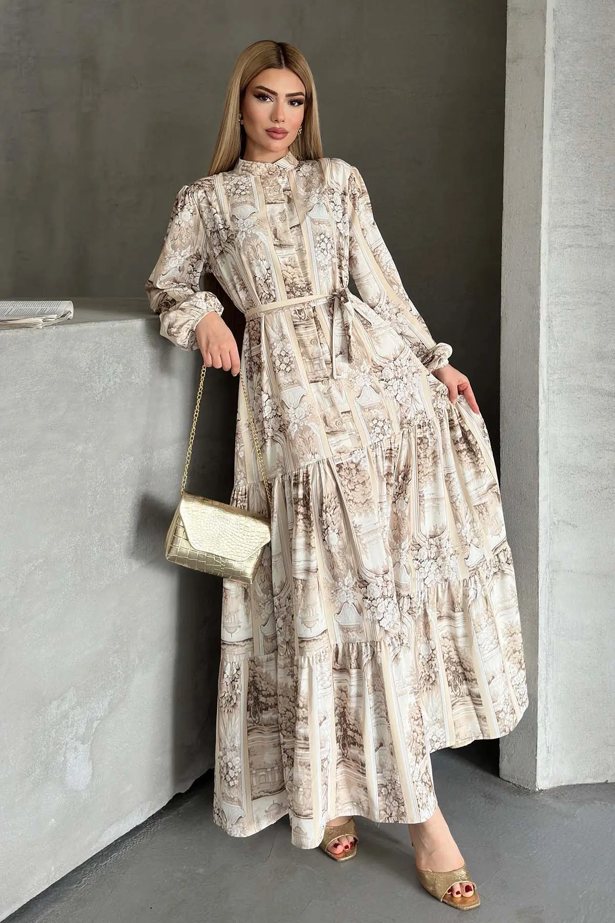 Floral Patterned Hijab Dress-detail