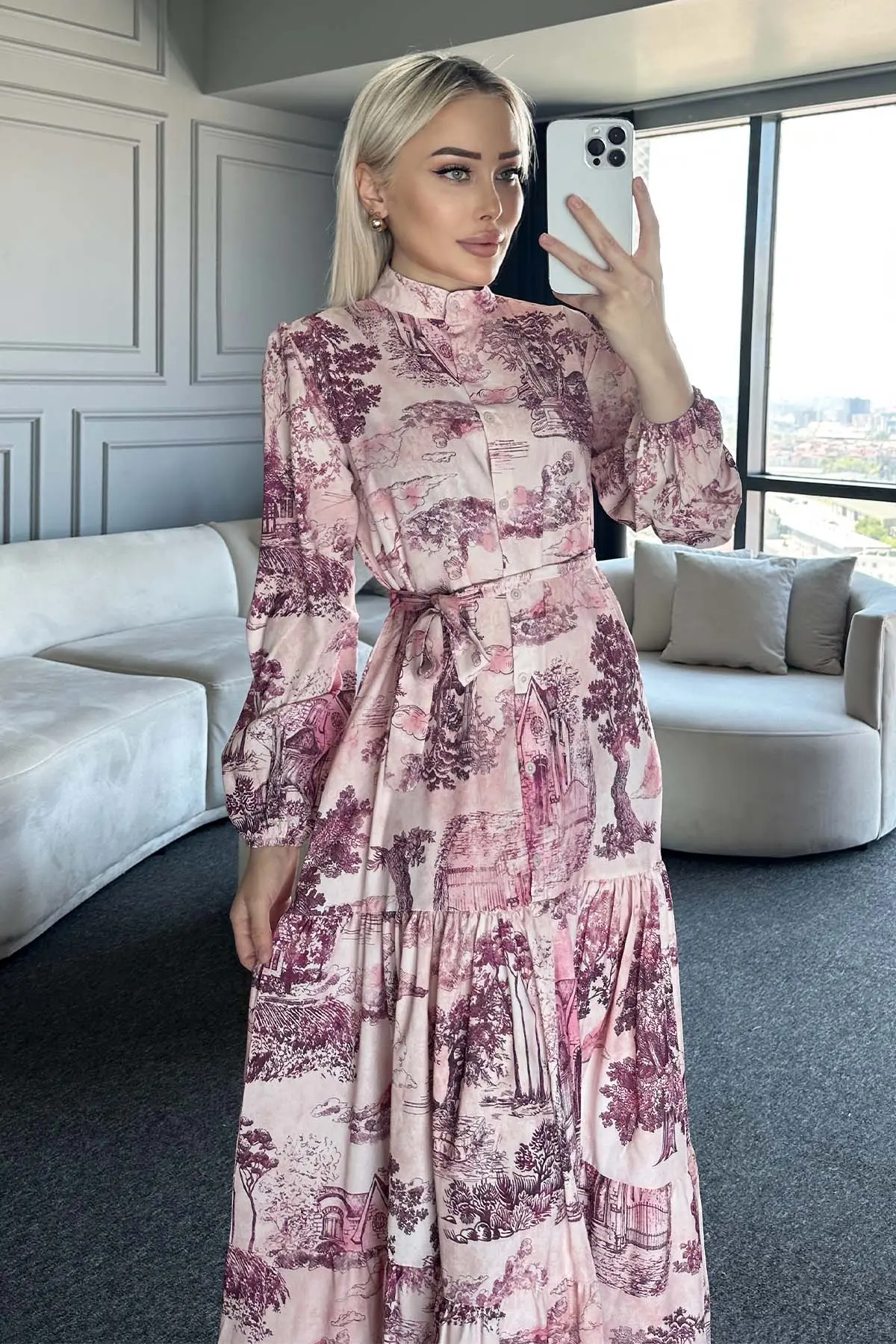 Floral Patterned Hijab Dress-detail