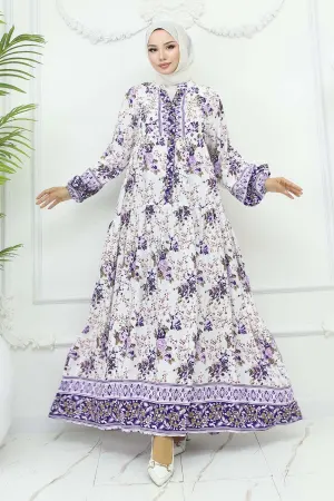 Floral Patterned Viscose Dress