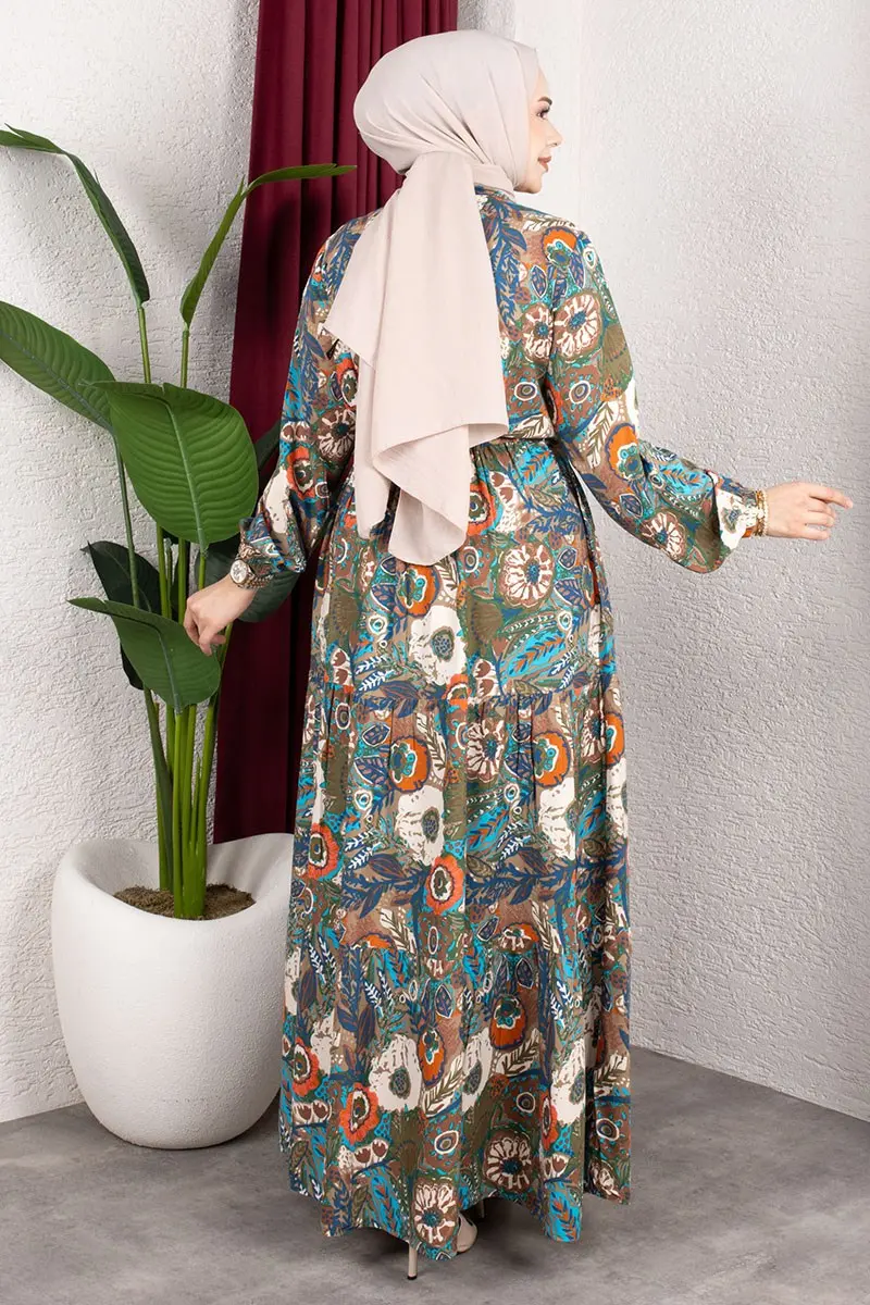 Floral Patterned Viscose Dress-detail