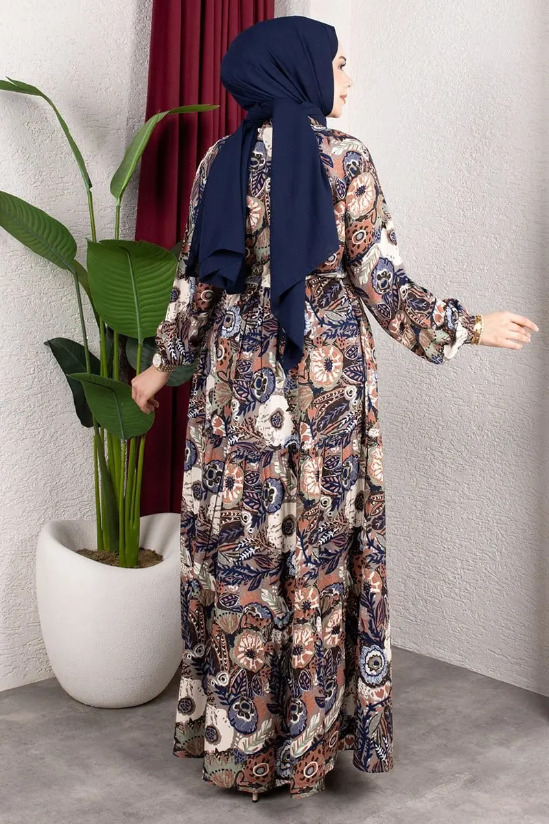 Floral Patterned Viscose Dress-detail