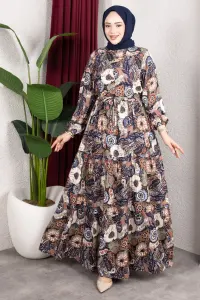 Floral Patterned Viscose Dress