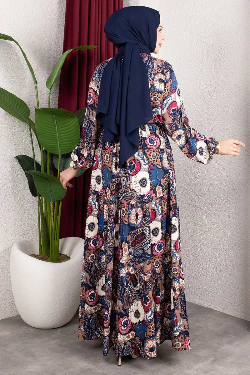 Floral Patterned Viscose Dress-detail