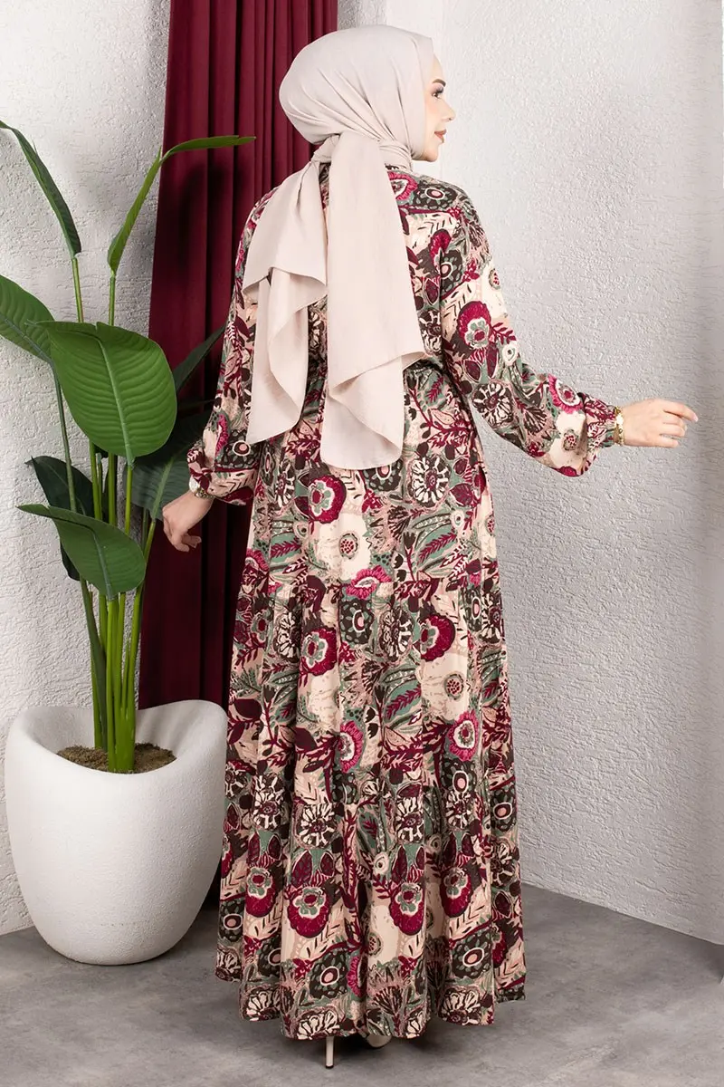 Floral Patterned Viscose Dress-detail