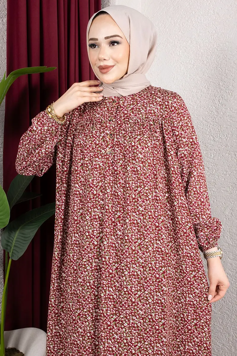 Floral Patterned Viscose Dress-detail