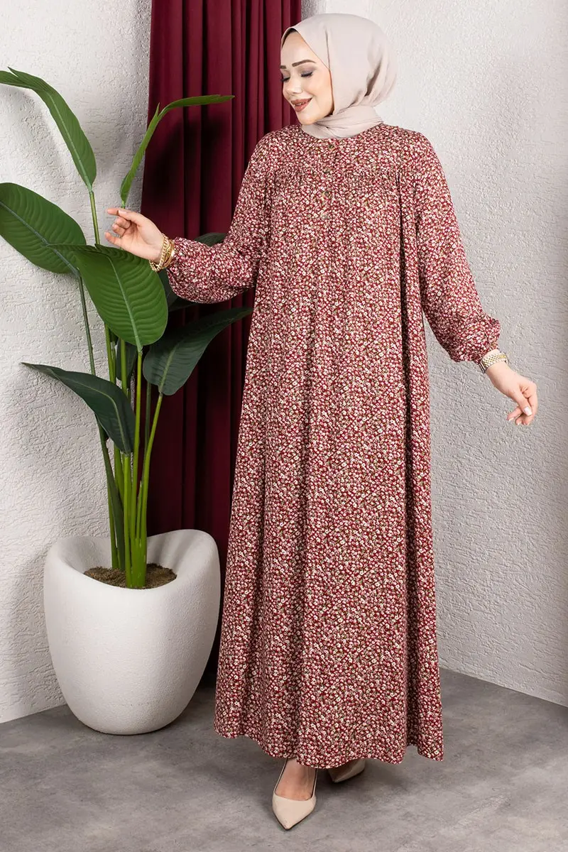 Floral Patterned Viscose Dress-detail