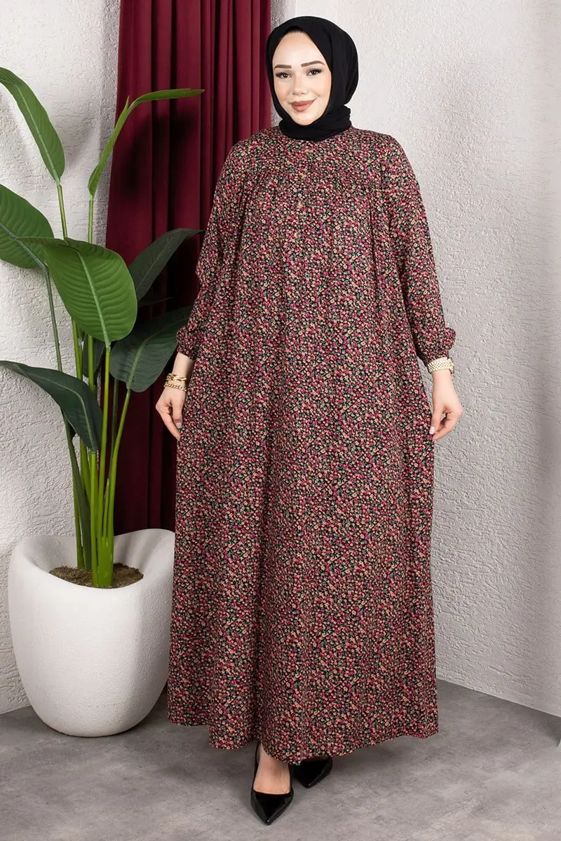 Floral Patterned Viscose Dress-detail