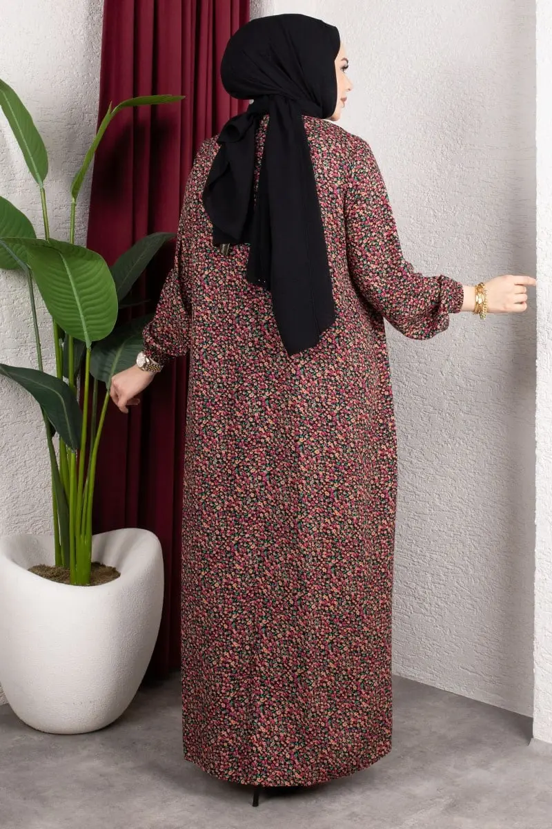Floral Patterned Viscose Dress-detail