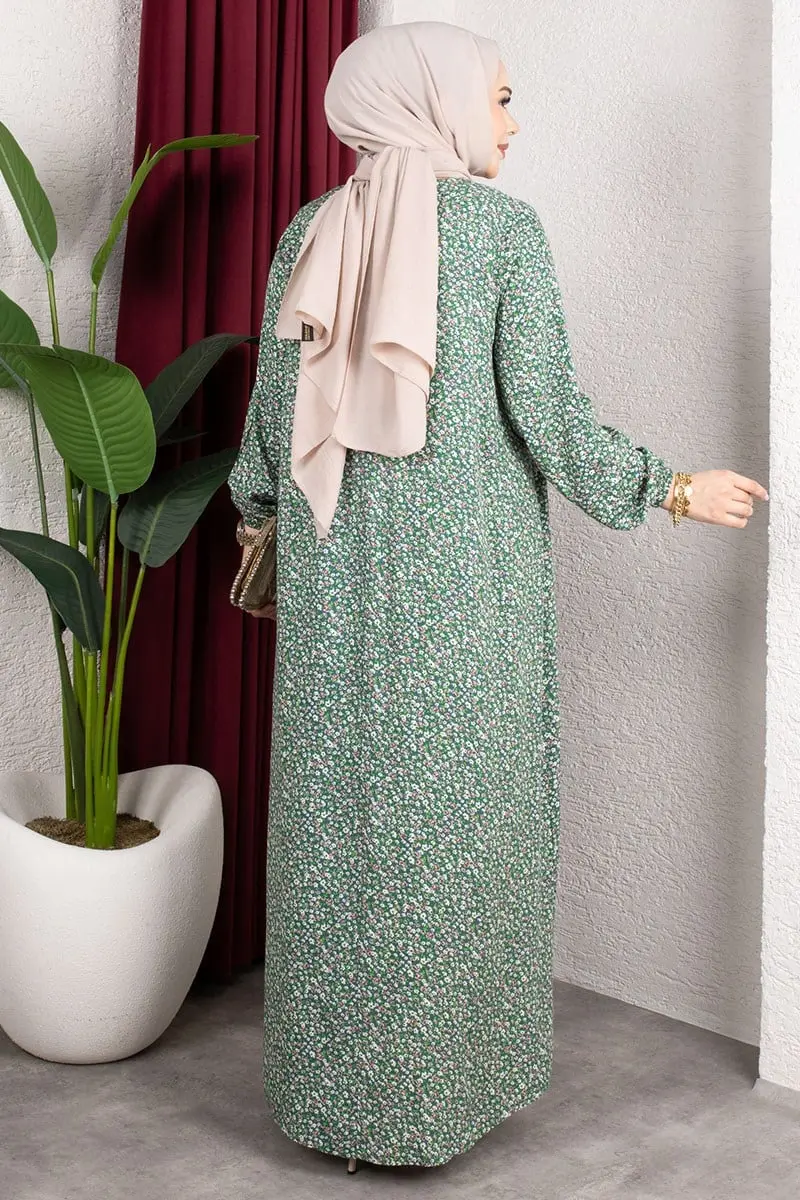 Floral Patterned Viscose Dress-detail