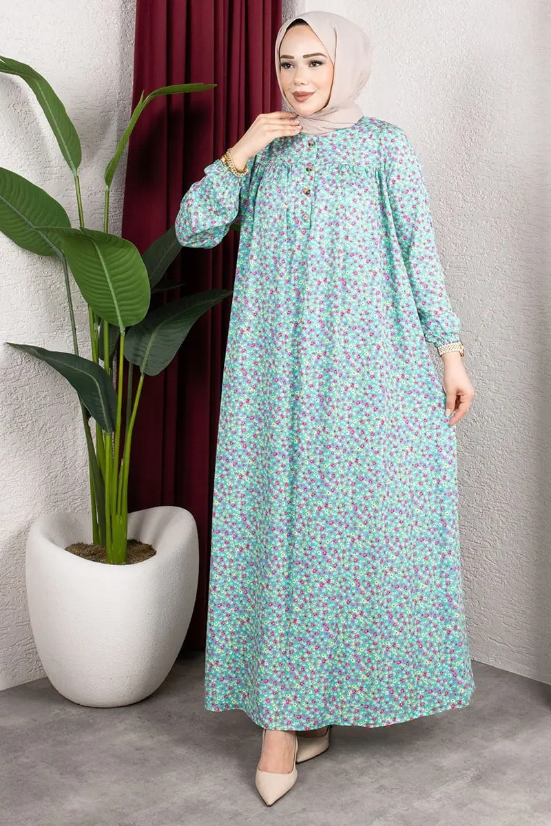Floral Patterned Viscose Dress-detail