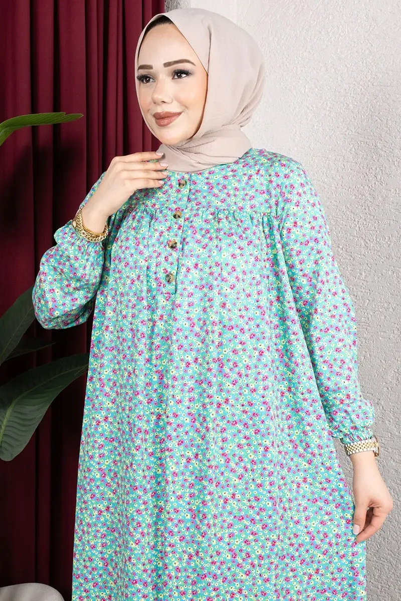 Floral Patterned Viscose Dress-detail