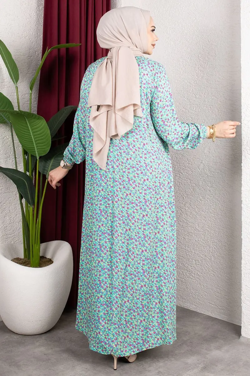 Floral Patterned Viscose Dress-detail