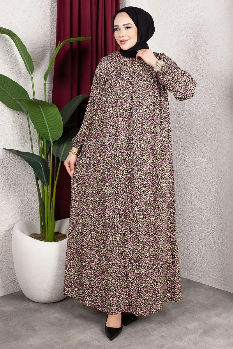 Floral Patterned Viscose Dress-detail