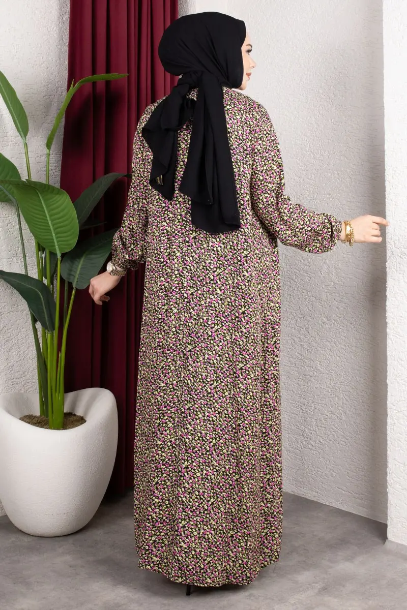 Floral Patterned Viscose Dress-detail