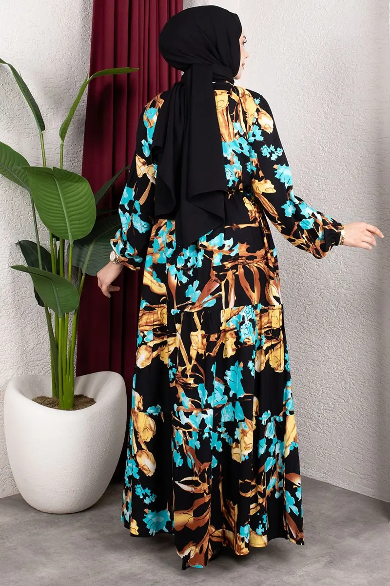 Floral Print Dress With Gathered Waist-detail