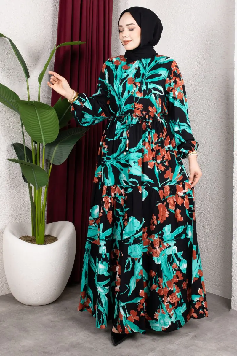 Floral Print Dress With Gathered Waist-detail