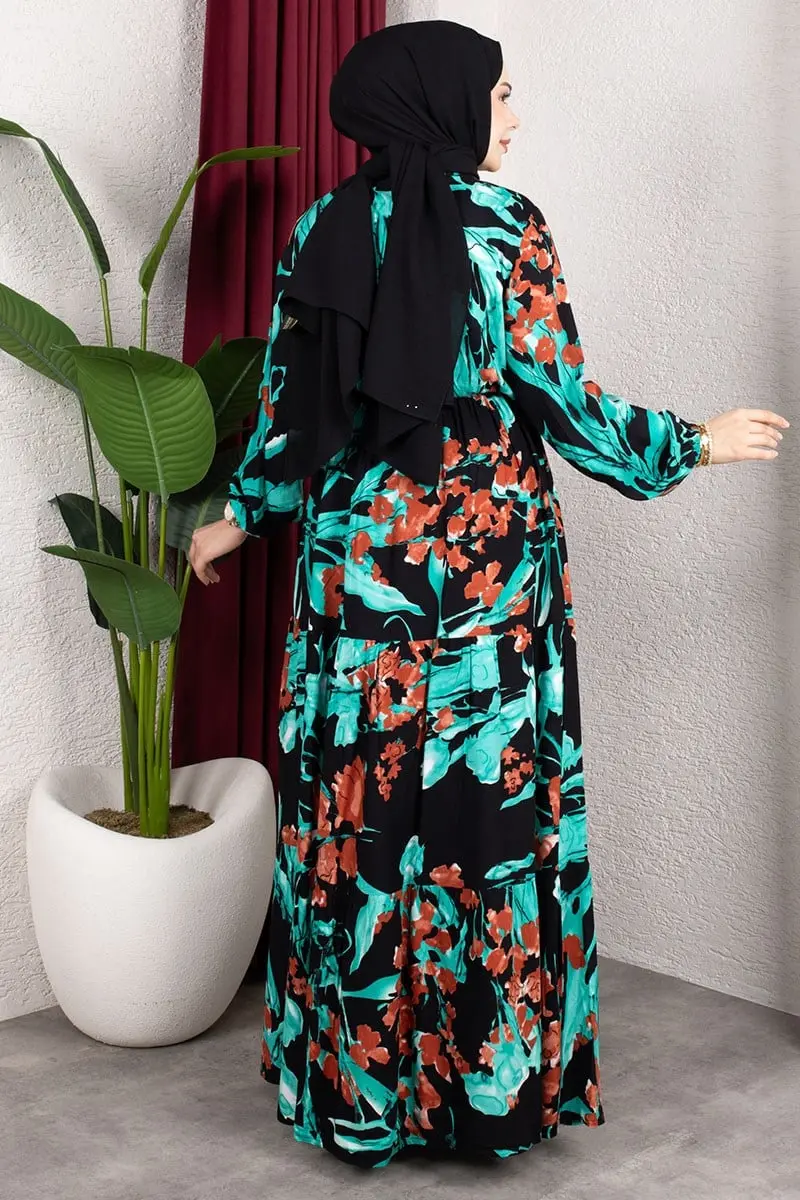 Floral Print Dress With Gathered Waist-detail