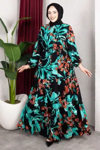 Floral Print Dress With Gathered Waist