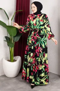 Floral Print Dress With Gathered Waist